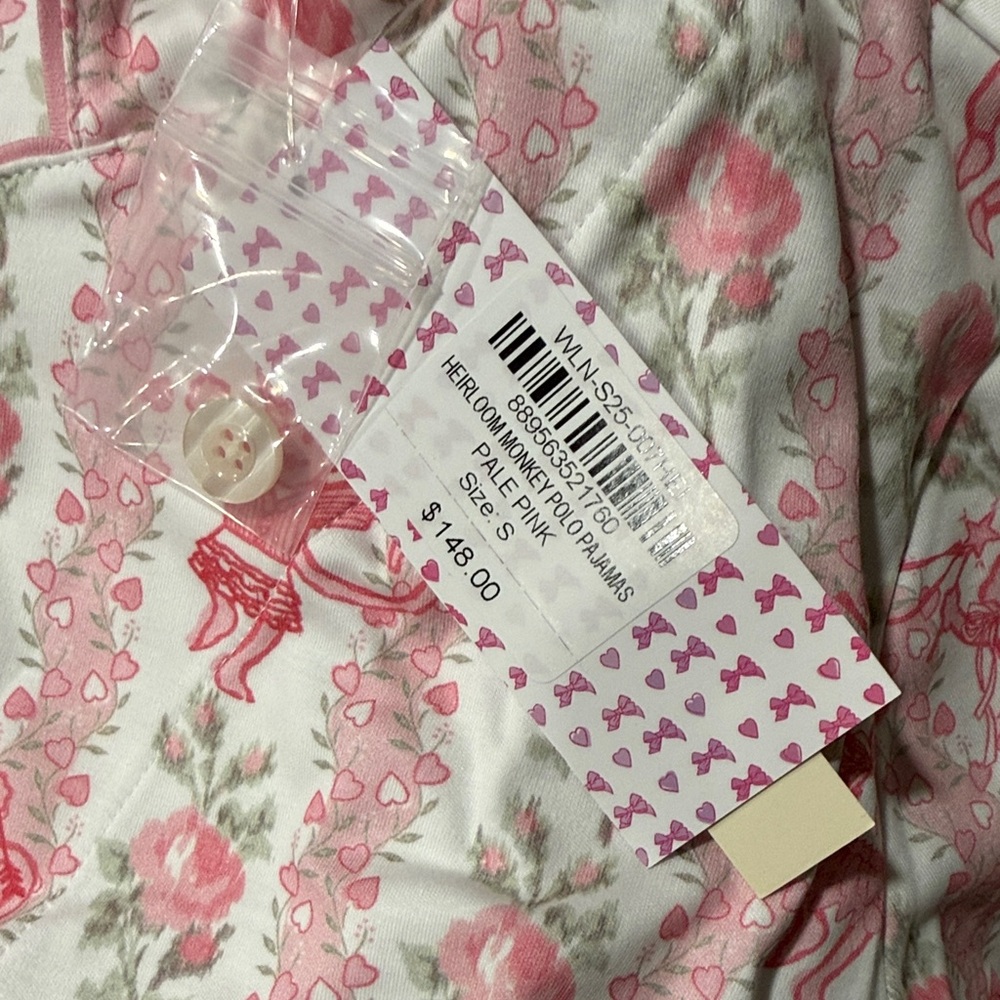 Roller Rabbit x LoveShackFancy Heirloom Monkey Pink Floral Pajama Set - Picture 3 of 4
